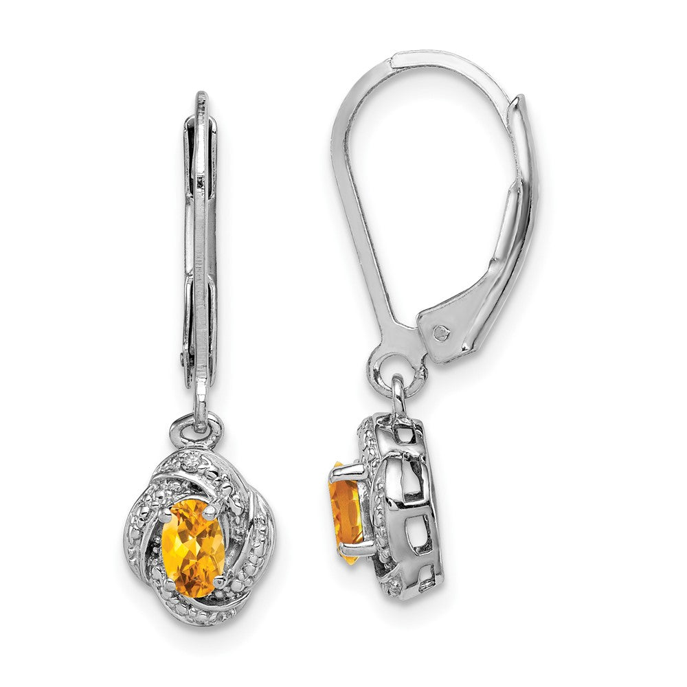 Sterling Silver Rhodium-plated Diamond u0026 Citrine Earrings