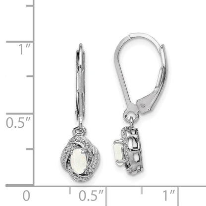 Sterling Silver Rhodium-plated Diamond u0026 Created Opal Earrings