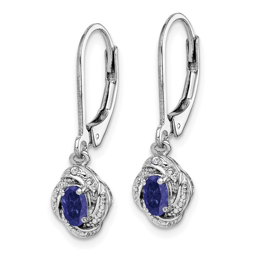 Sterling Silver Rhodium-plated Diamond u0026 Created Sapphire Earrings