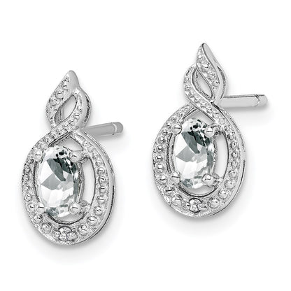 Sterling Silver Rhodium-plated White Topaz u0026 Diamond Earrings