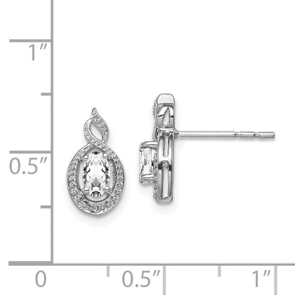 Sterling Silver Rhodium-plated White Topaz u0026 Diamond Earrings
