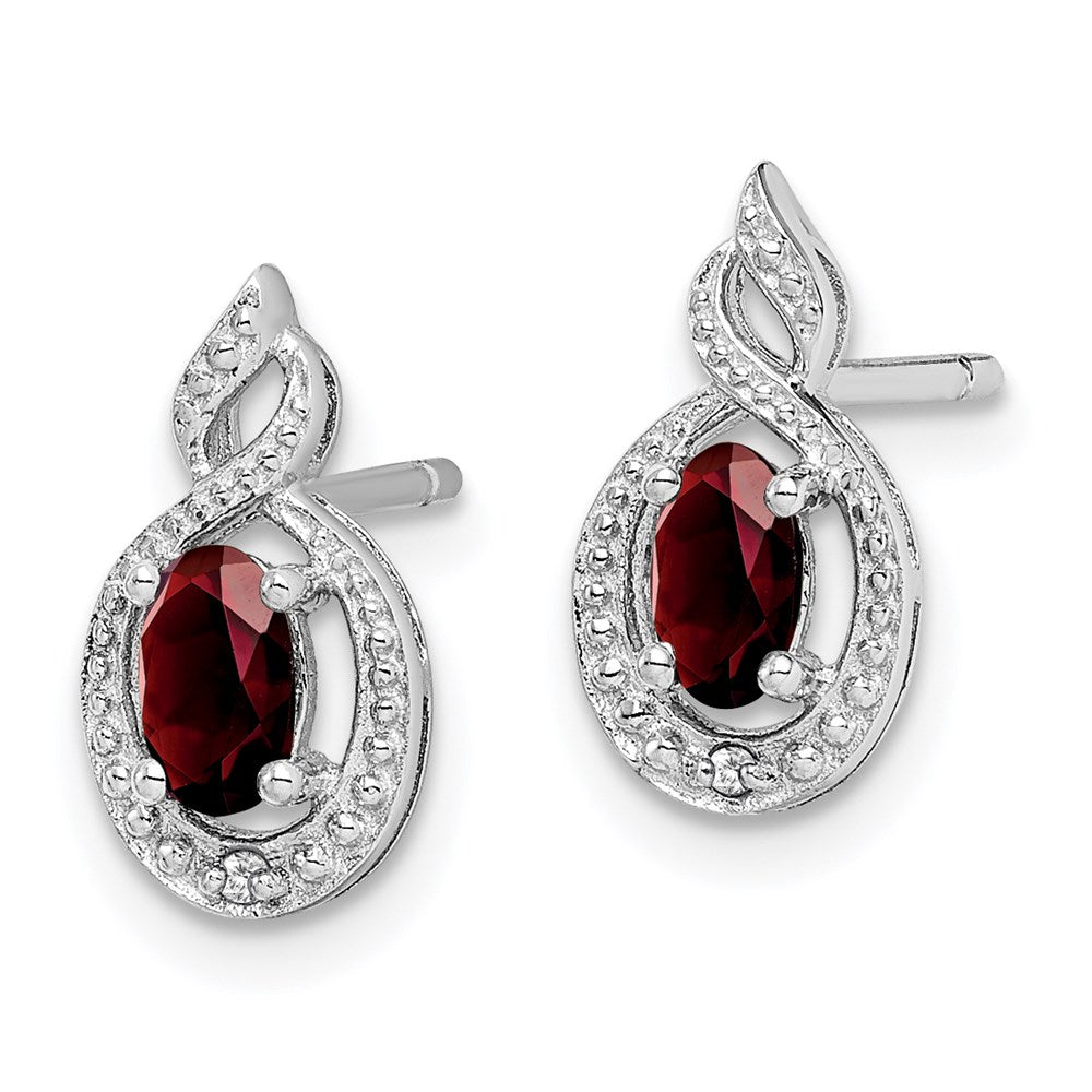 Sterling Silver Rhodium-plated Garnet u0026 Diamond Earrings