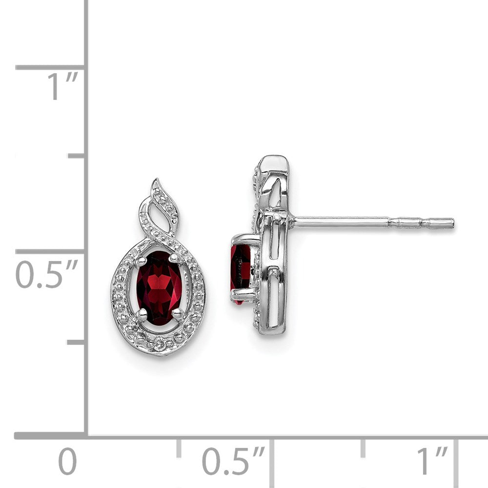 Sterling Silver Rhodium-plated Garnet u0026 Diamond Earrings