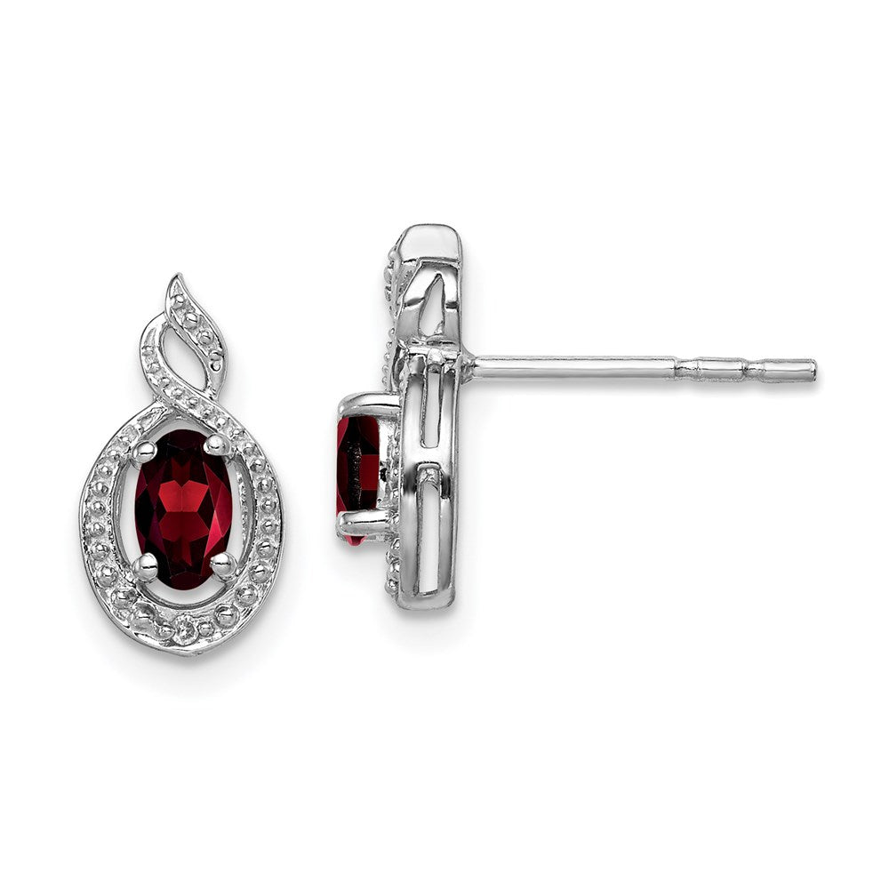 Sterling Silver Rhodium-plated Garnet u0026 Diamond Earrings