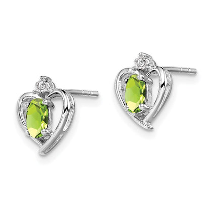 Sterling Silver Rhodium-plated Peridot u0026 Diamond Earrings