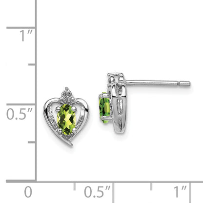 Sterling Silver Rhodium-plated Peridot u0026 Diamond Earrings