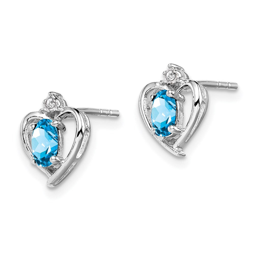 Sterling Silver Rhodium-plated Light Swiss Blue Topaz u0026 Diamond Earrings