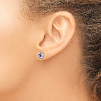 Sterling Silver Rhodium-plated Amethyst u0026 Diamond Earrings