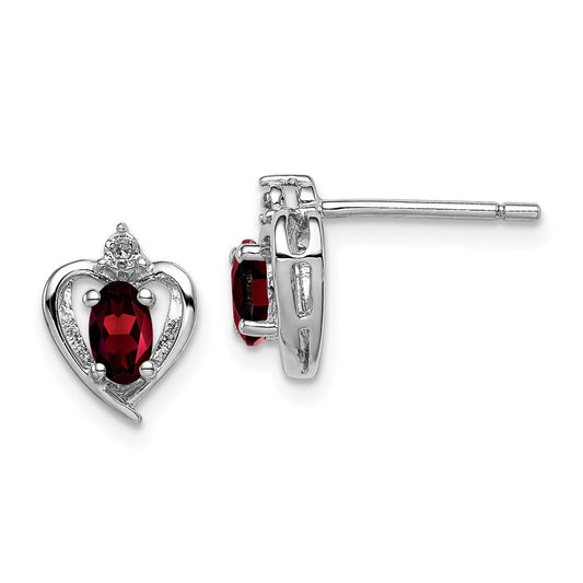 Sterling Silver Rhodium-plated Garnet u0026 Diamond Earrings