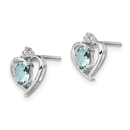 Sterling Silver Rhodium-plated Aquamarine u0026 Diamond Earrings