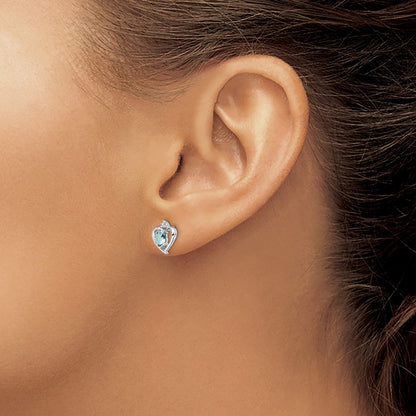 Sterling Silver Rhodium-plated Aquamarine u0026 Diamond Earrings