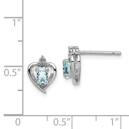 Sterling Silver Rhodium-plated Aquamarine u0026 Diamond Earrings