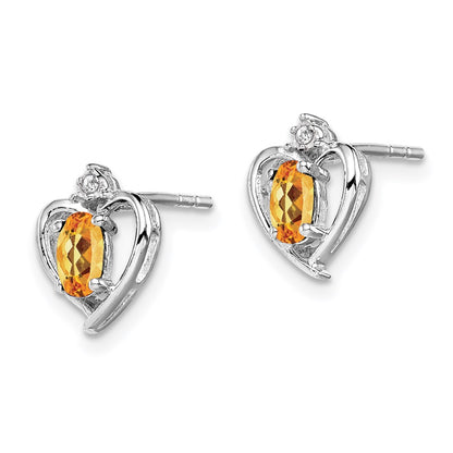 Sterling Silver Rhodium-plated Citrine u0026 Diamond Earrings