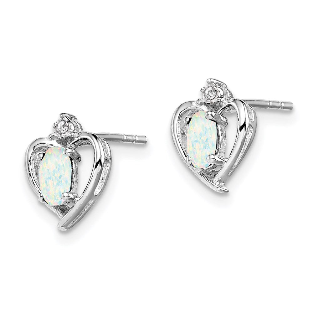 Sterling Silver Rhodium-plated Created Opal u0026 Diamond Earrings