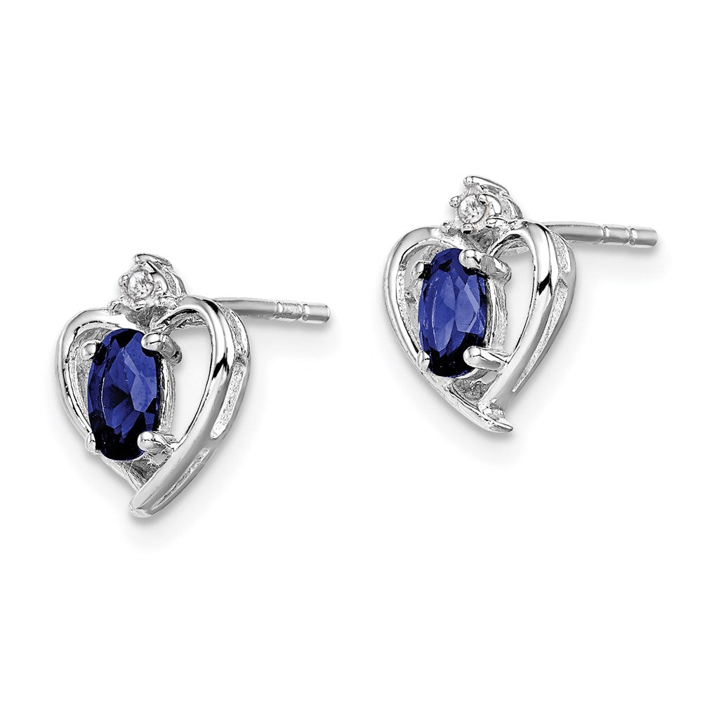 Sterling Silver Rhodium-plated Created Sapphire u0026 Diamond Earrings