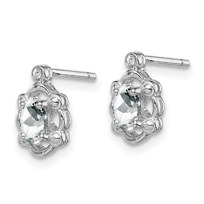 Sterling Silver Rhodium-plated White Topaz u0026 Diamond Earrings