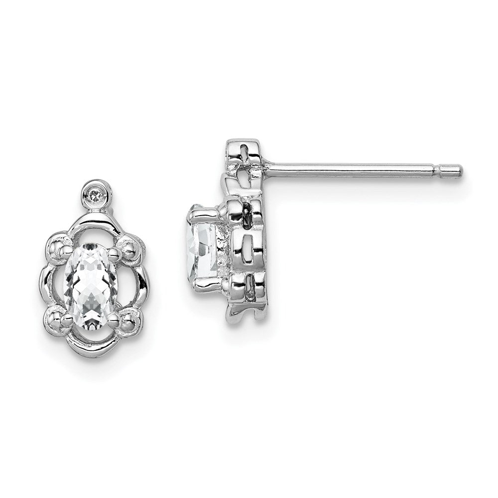 Sterling Silver Rhodium-plated White Topaz u0026 Diamond Earrings