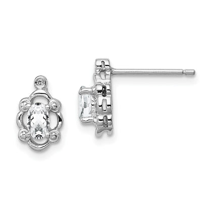 Sterling Silver Rhodium-plated White Topaz u0026 Diamond Earrings