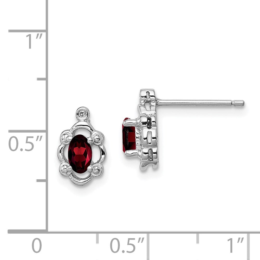 Sterling Silver Rhodium-plated Garnet u0026 Diamond Earrings