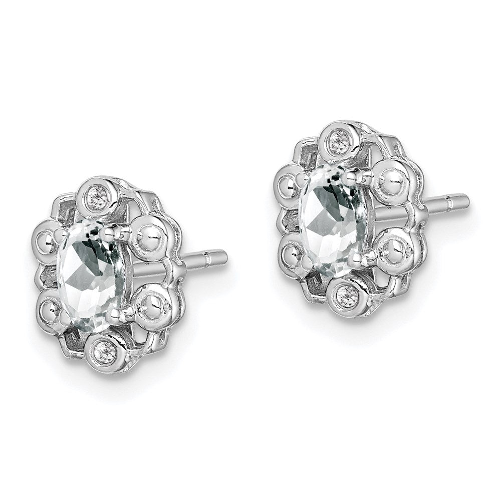 Sterling Silver Rhodium-plated White Topaz u0026 Diamond Earrings