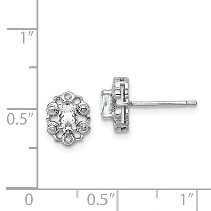 Sterling Silver Rhodium-plated White Topaz u0026 Diamond Earrings