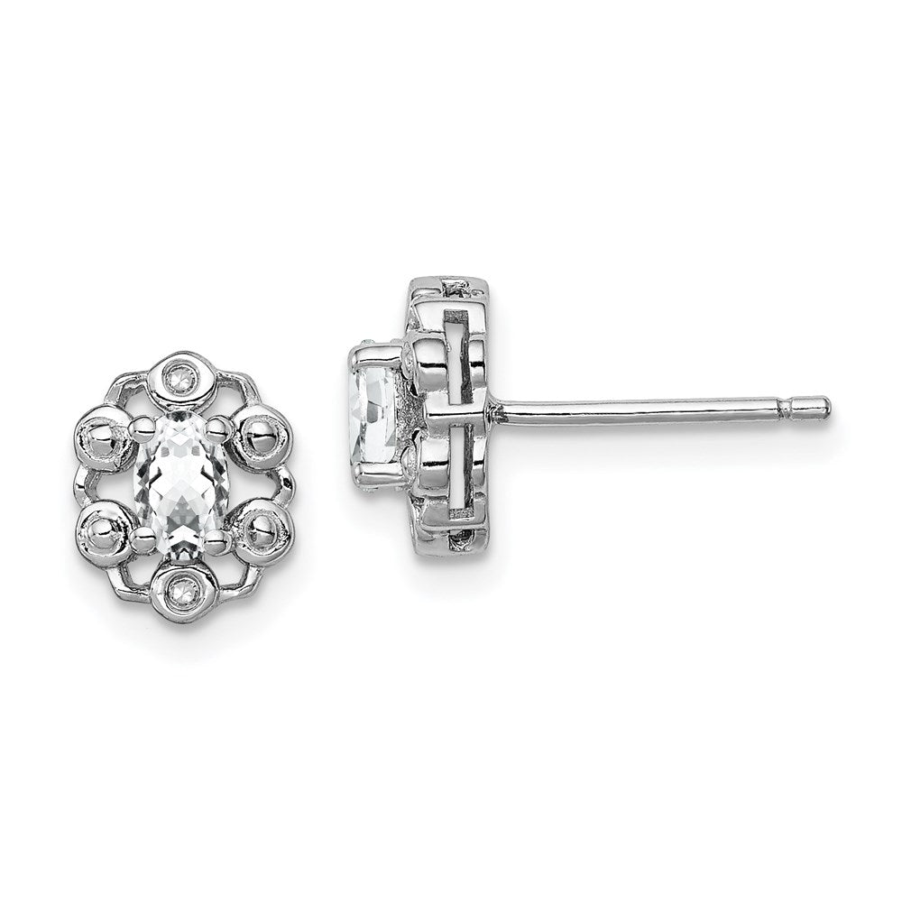 Sterling Silver Rhodium-plated White Topaz u0026 Diamond Earrings