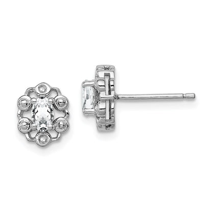 Sterling Silver Rhodium-plated White Topaz u0026 Diamond Earrings