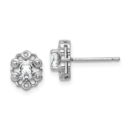 Sterling Silver Rhodium-plated White Topaz u0026 Diamond Earrings