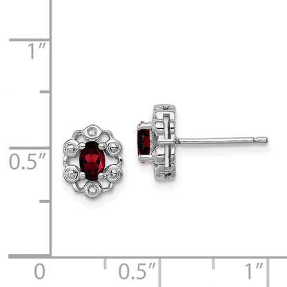 Sterling Silver Rhodium-plated Garnet u0026 Diamond Earrings