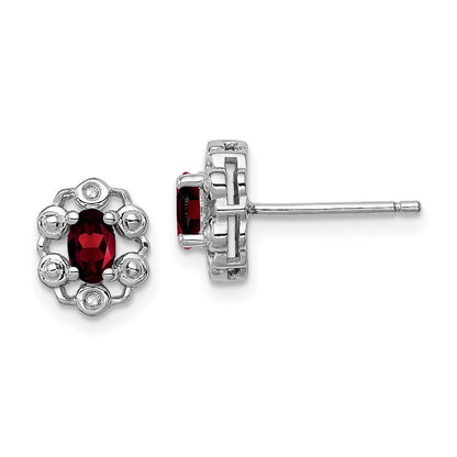 Sterling Silver Rhodium-plated Garnet u0026 Diamond Earrings