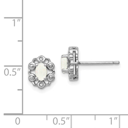 Sterling Silver Rhodium-plated Created Opal u0026 Diamond Earrings