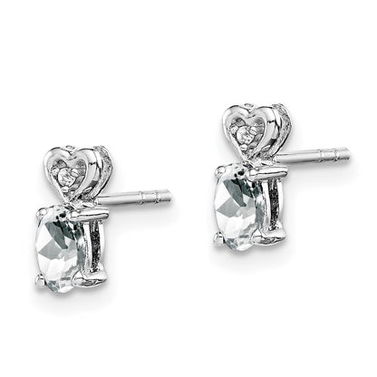 Sterling Silver Rhodium-plated White Topaz u0026 Diamond Earrings