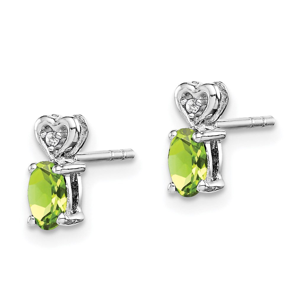 Sterling Silver Rhodium-plated Peridot u0026 Diamond Earrings
