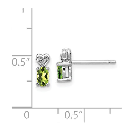 Sterling Silver Rhodium-plated Peridot u0026 Diamond Earrings