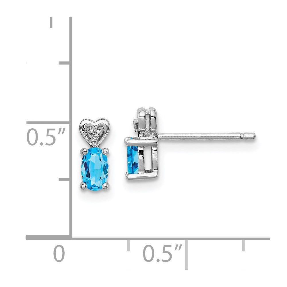 Sterling Silver Rhodium-plated Light Swiss Blue Topaz u0026 Diamond Earrings