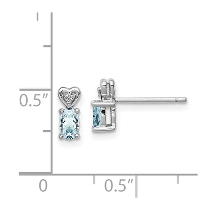 Sterling Silver Rhodium-plated Aquamarine u0026 Diamond Earrings