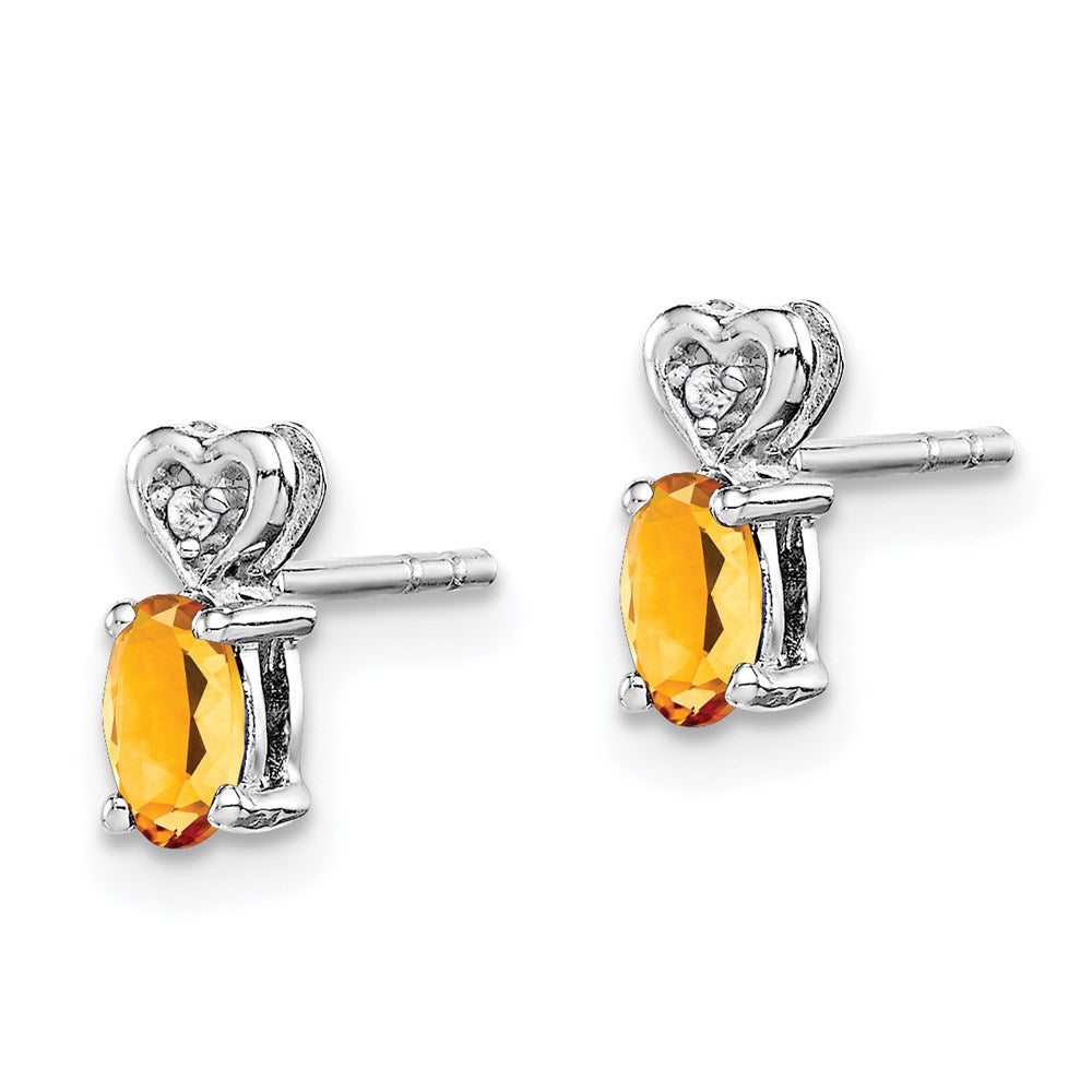 Sterling Silver Rhodium-plated Citrine u0026 Diamond Earrings