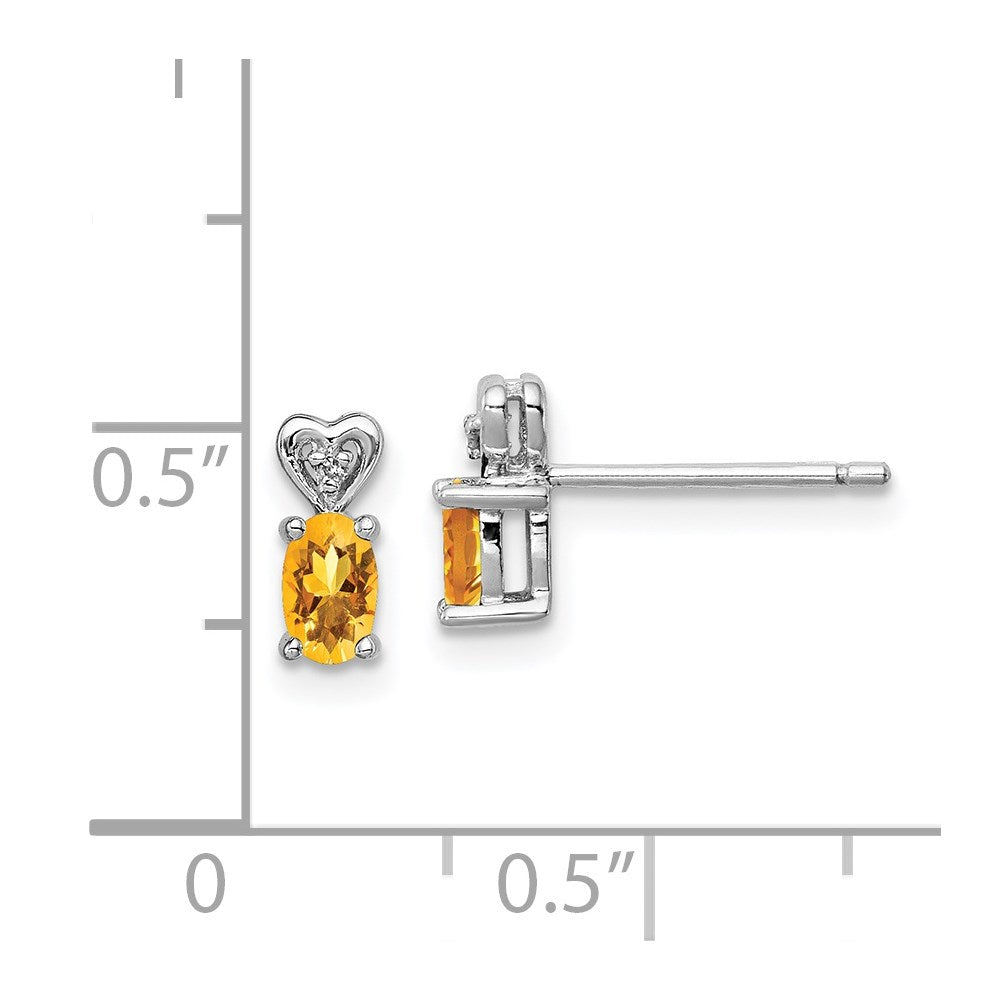 Sterling Silver Rhodium-plated Citrine u0026 Diamond Earrings