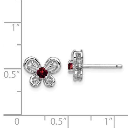 Sterling Silver Rhodium-plated Garnet Earrings