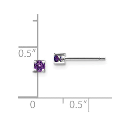 Sterling Silver 3mm Round Amethyst Post Earrings