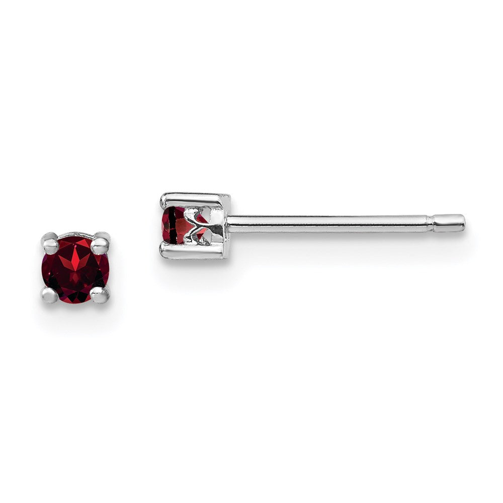 Sterling Silver 3mm Round Garnet Post Earrings
