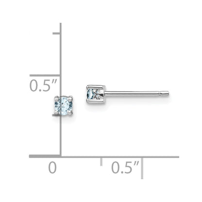 Sterling Silver 3mm Round Aquamarine Post Earrings