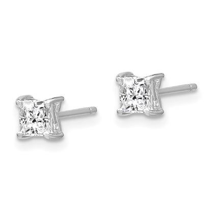 Sterling Silver 4mm Princess White Topaz Post Earrings
