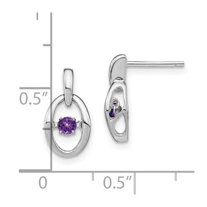 Sterling Silver Rhodium Amethyst Birthstone Vibrant Earrings