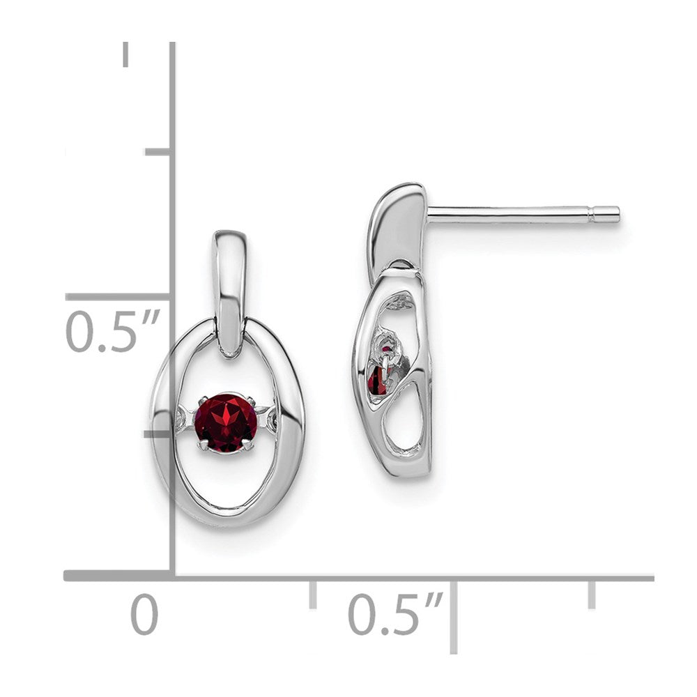 Sterling Silver Rhodium Garnet Birthstone Vibrant Earrings