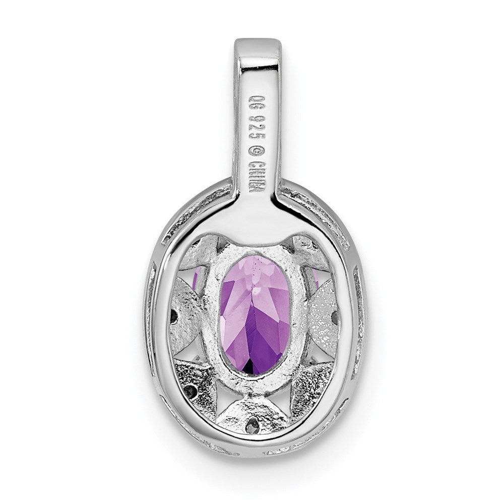 Sterling Silver Rhodium-plated Diamond u0026 Amethyst Pendant