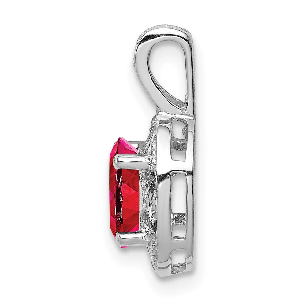 Sterling Silver Rhodium-plated Diamond u0026 Created Ruby Pendant
