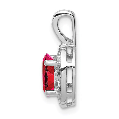 Sterling Silver Rhodium-plated Diamond u0026 Created Ruby Pendant