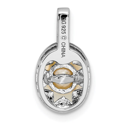 Sterling Silver Rhodium-plated Diamond u0026 FW Cultured Pearl Pendant