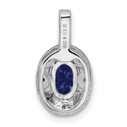Sterling Silver Rhodium-plated Diamond u0026 Created Sapphire Pendant